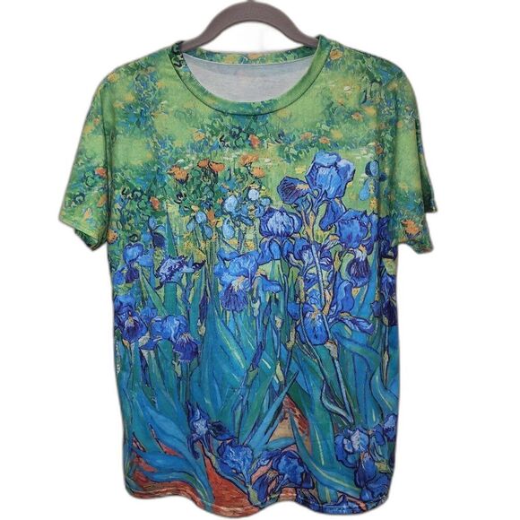 NEW Van Gogh Woman's Medium T-Shirt Round Neck Short Sleeves Green Blue Orange - Picture 3 of 8